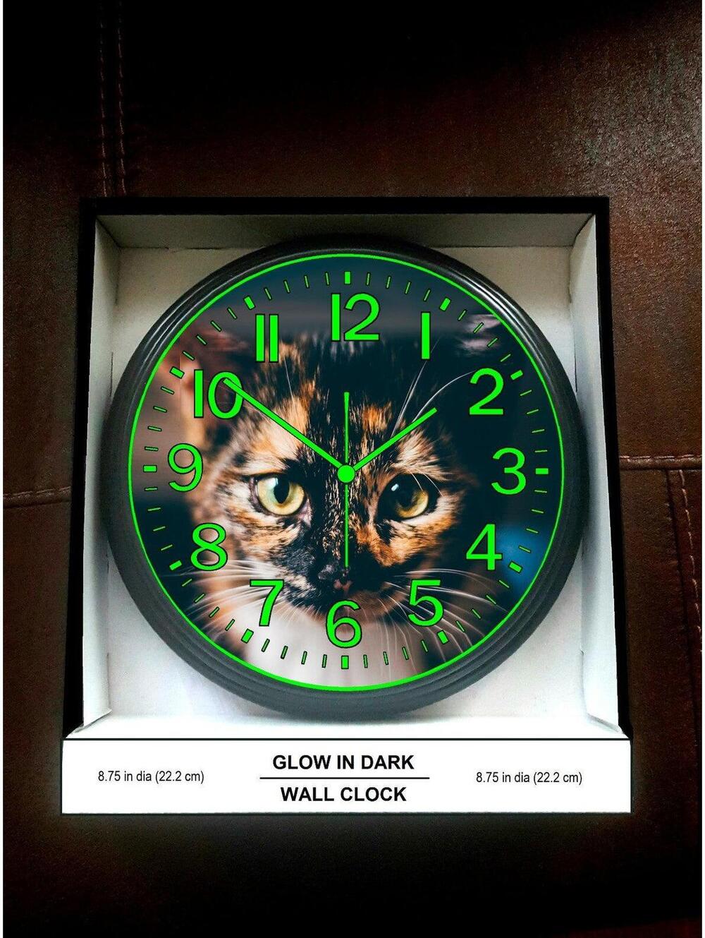 Cat Glow in the Dark Wall Clock Living room pet Wall Clock